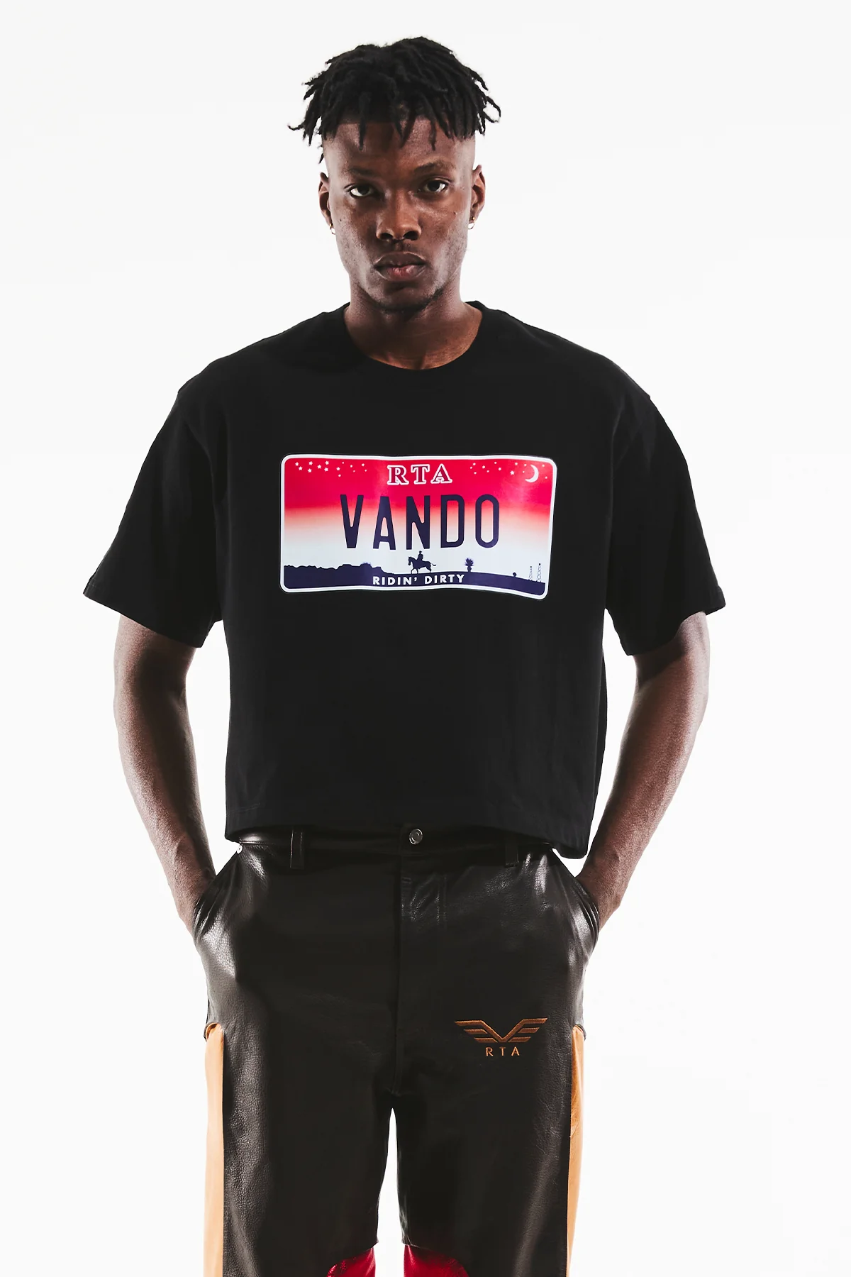 AUSTIN CROPPED SHORT SLEEVE TEE | BLACK LICENSE PLATE - Image 3
