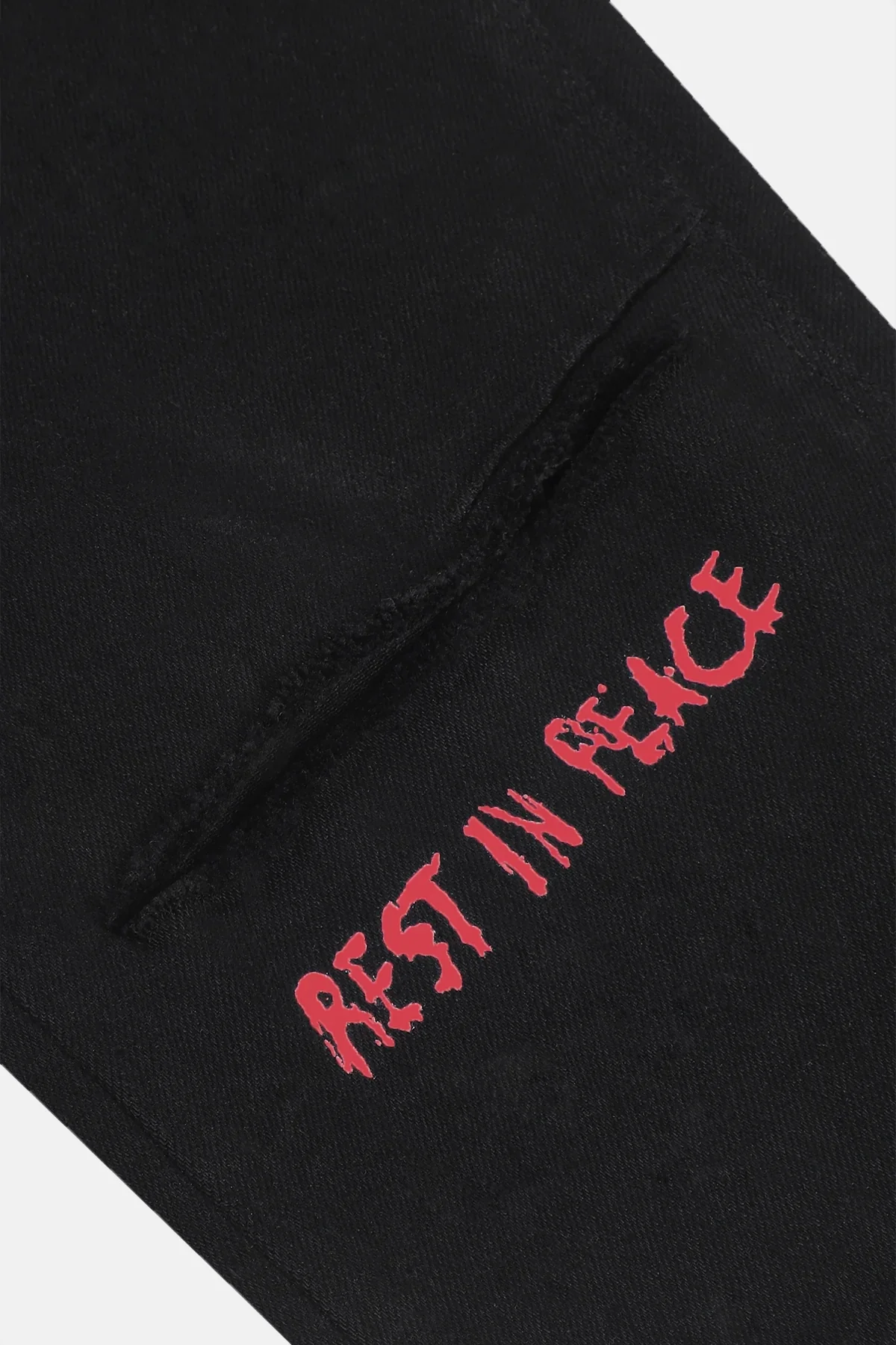 BRYANT RIPPED SKINNY JEAN | BLACK RED REST IN PEACE - Image 3