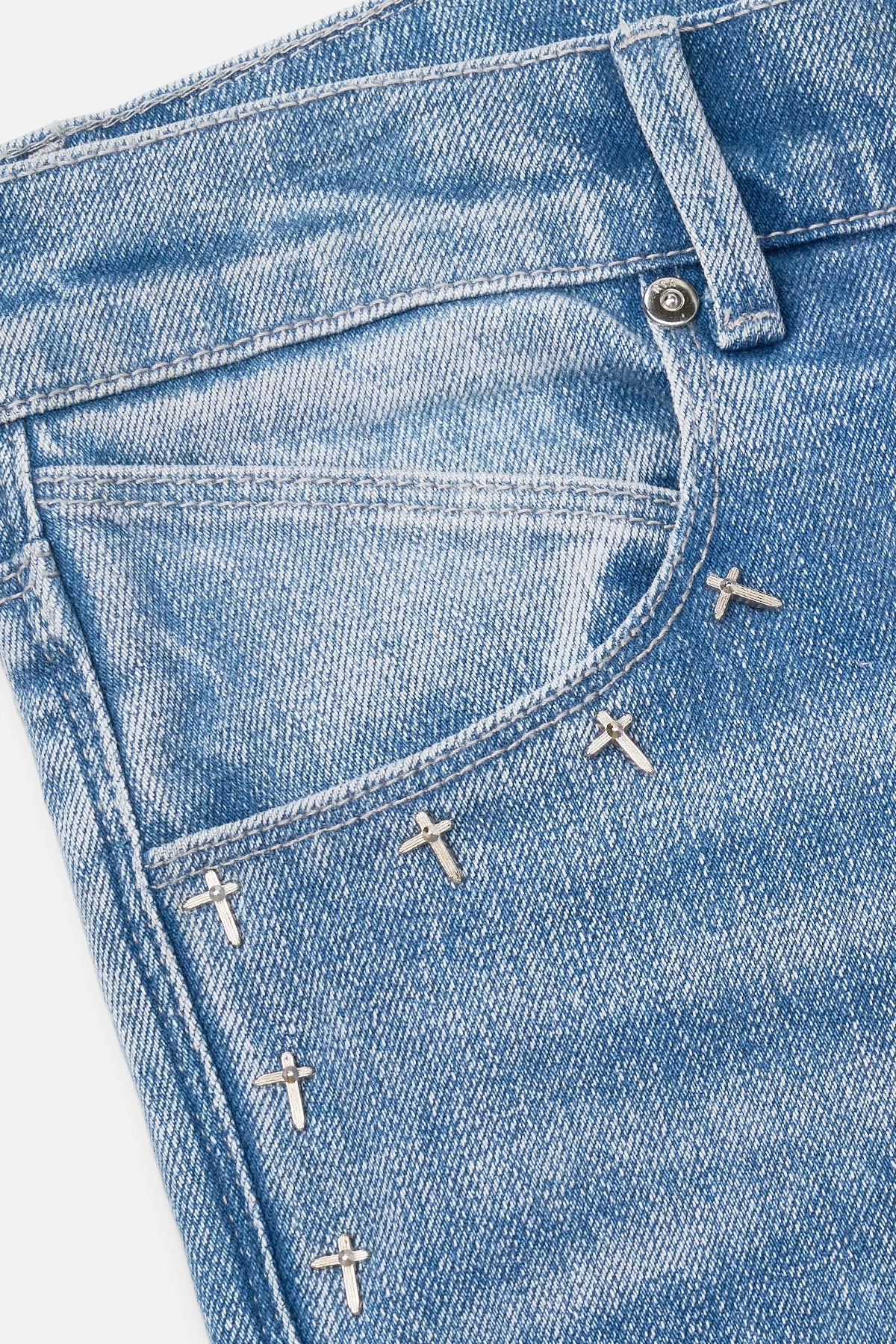 BRYANT STUDDED SKINNY JEAN | RIPPED MEDIUM BLUE CROSS - Image 4