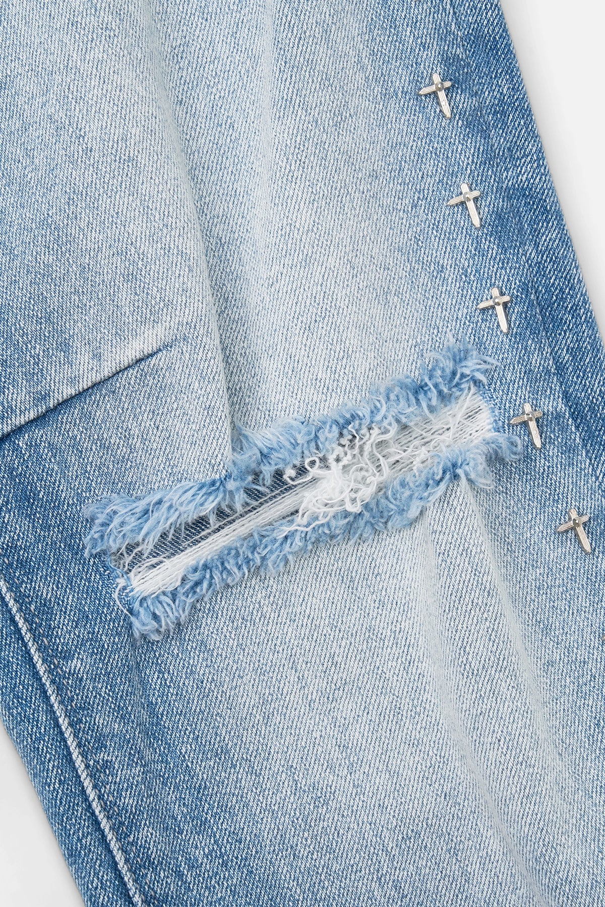 BRYANT STUDDED SKINNY JEAN | RIPPED MEDIUM BLUE CROSS - Image 6