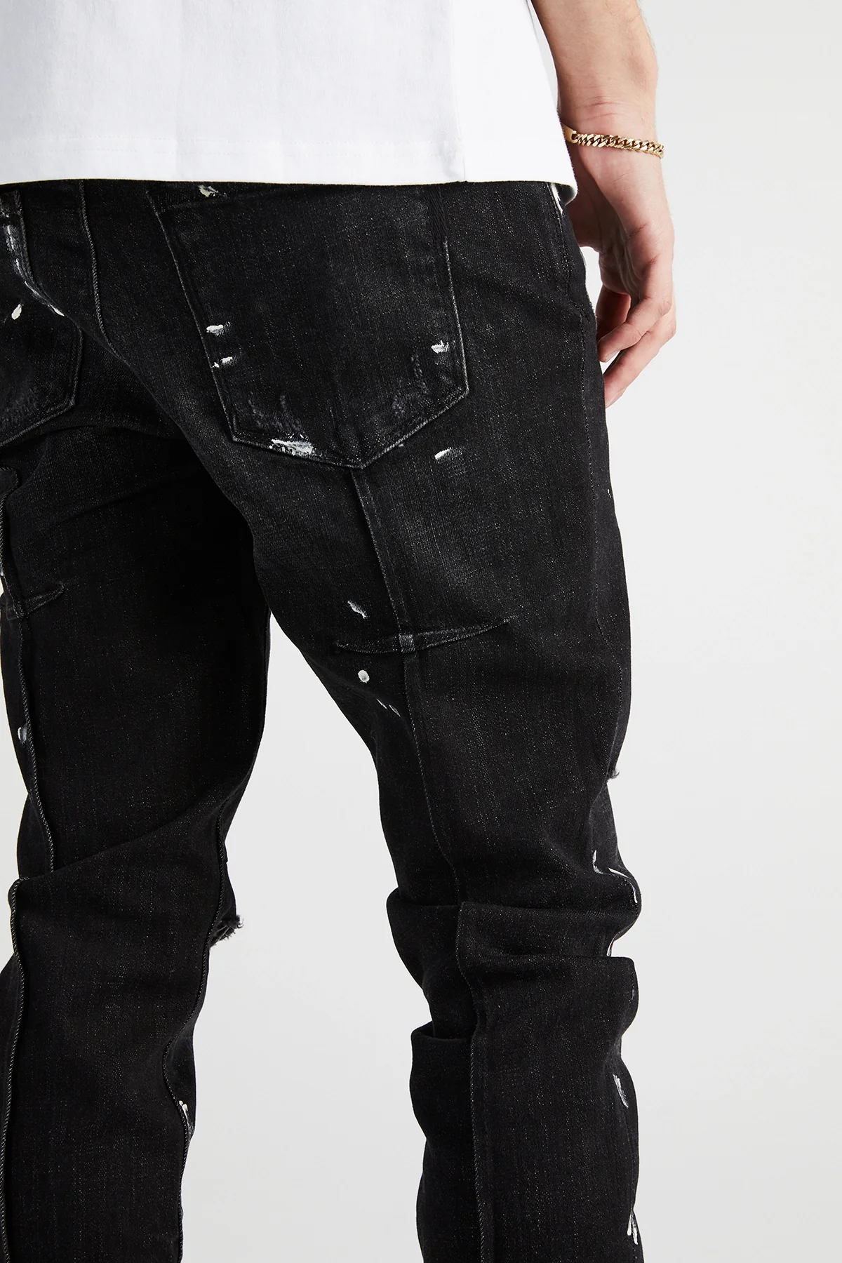CLAYTON RIPPED JEAN | DISTRESSED CHARCOAL PAINT SPLATTER - Image 5