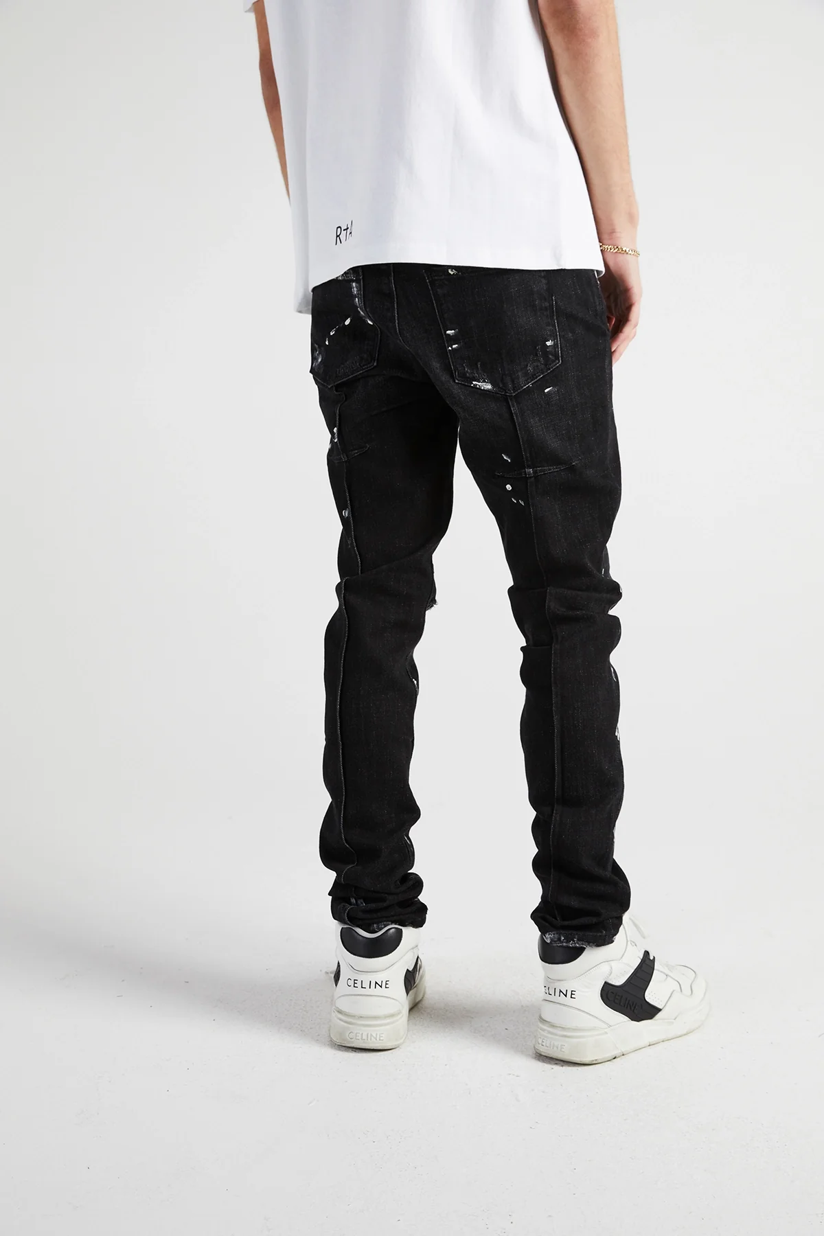 CLAYTON RIPPED JEAN | DISTRESSED CHARCOAL PAINT SPLATTER - Image 6