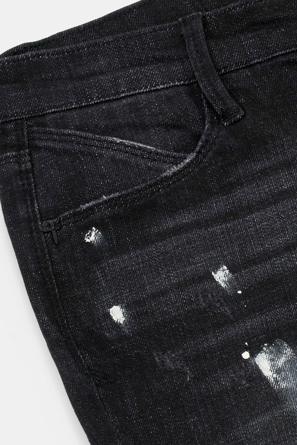 CLAYTON RIPPED JEAN | DISTRESSED CHARCOAL PAINT SPLATTER - Image 8