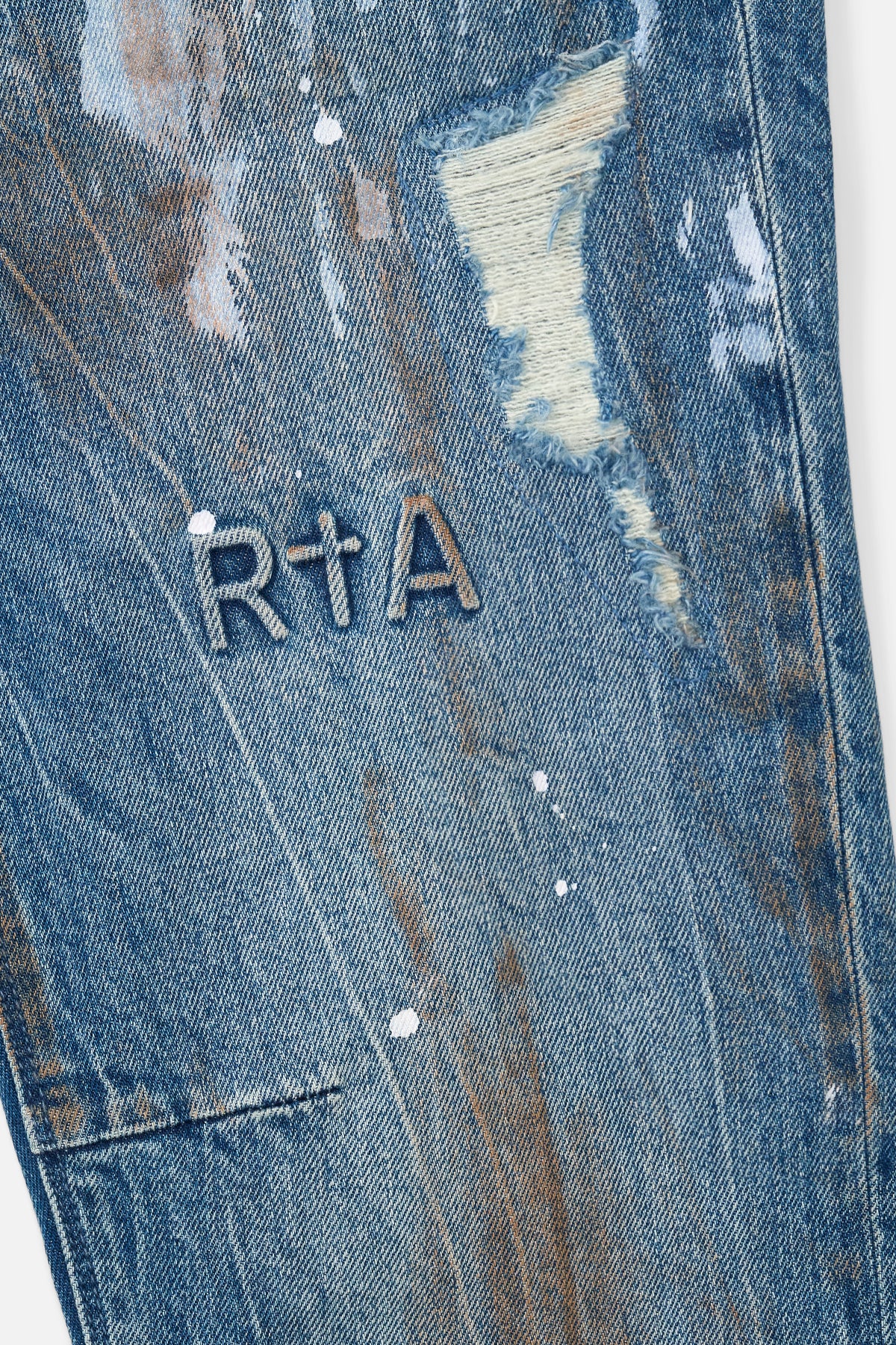 CLAYTON SKINNY DISTRESSED PAINT JEAN | GLITCH BLUE - Image 3