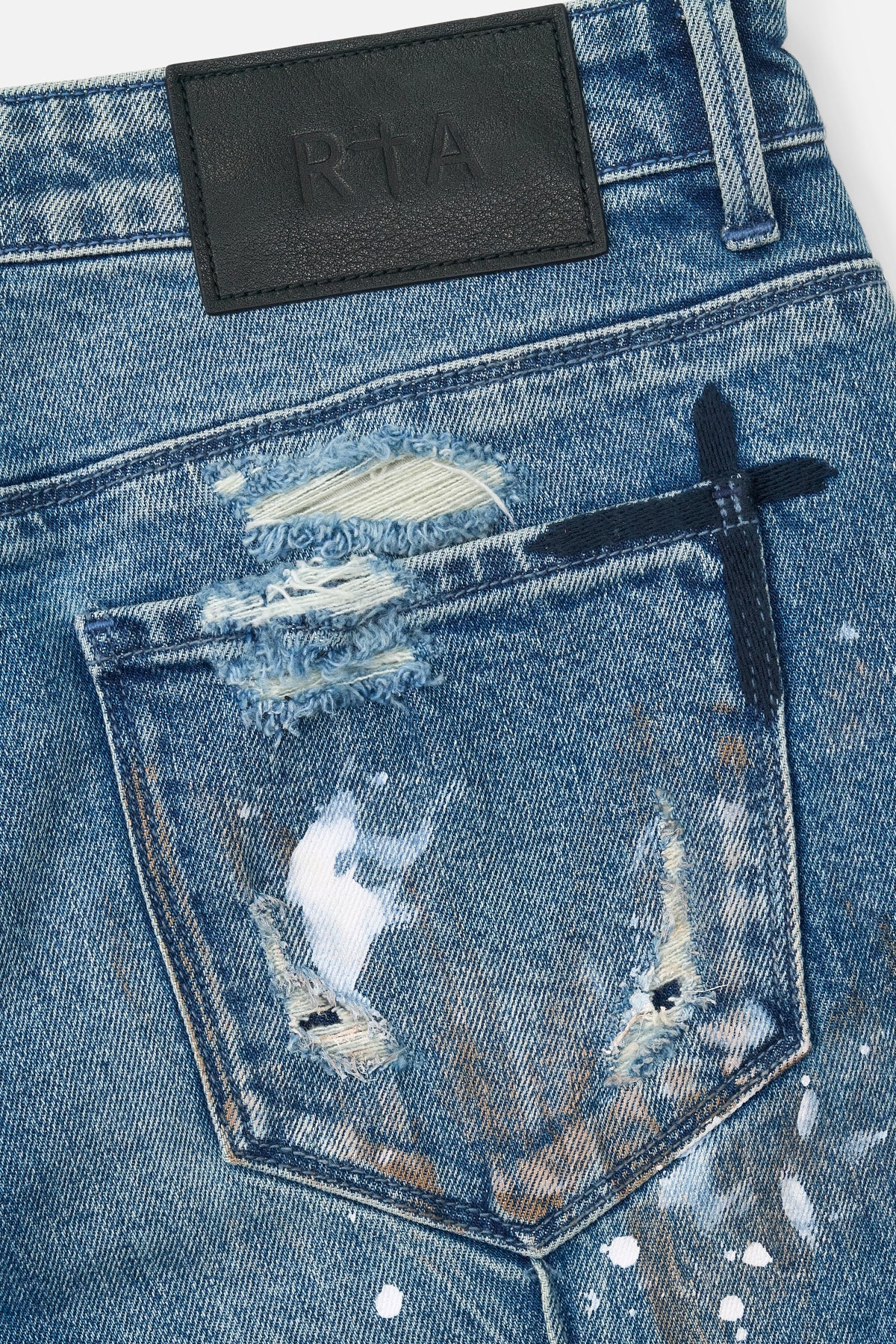 CLAYTON SKINNY DISTRESSED PAINT JEAN | GLITCH BLUE - Image 4