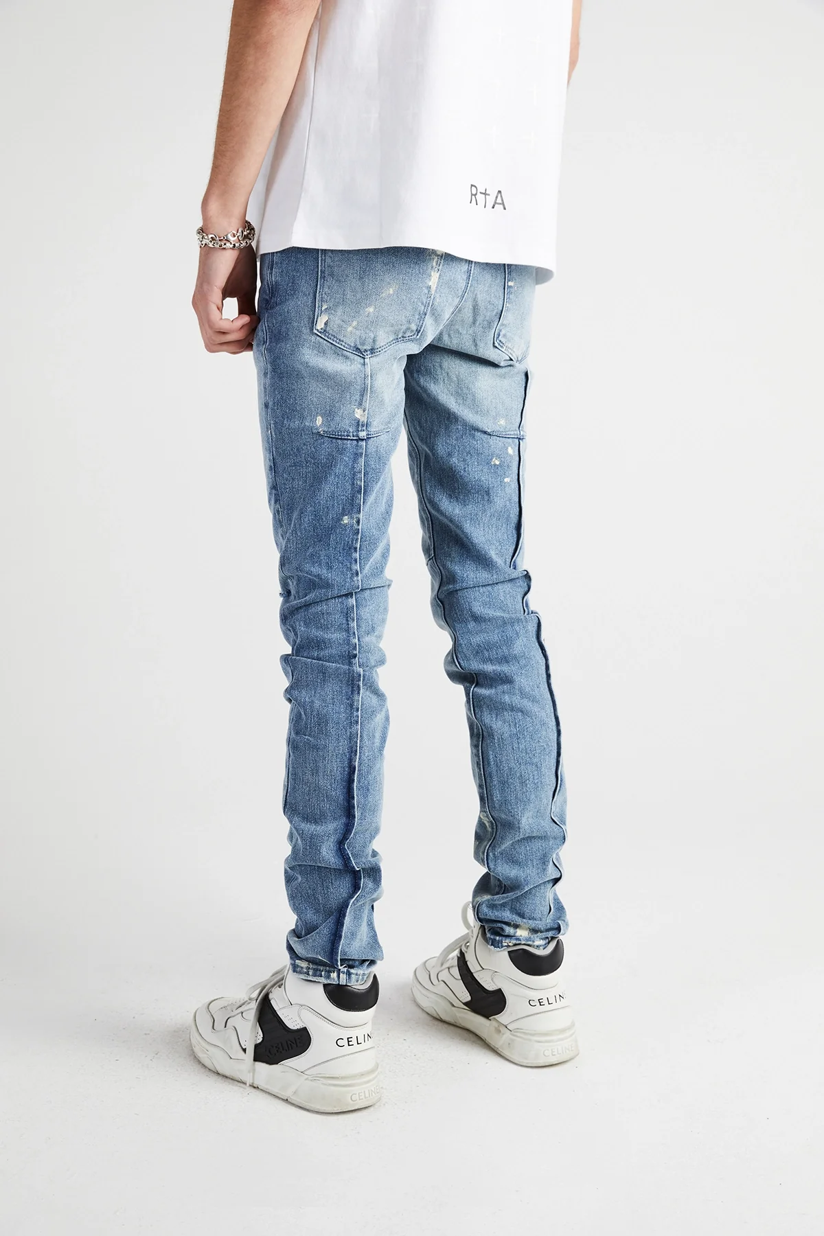 CLAYTON SKINNY JEAN | DISTRESSED WHITE PAINT SPLATTER - Image 4