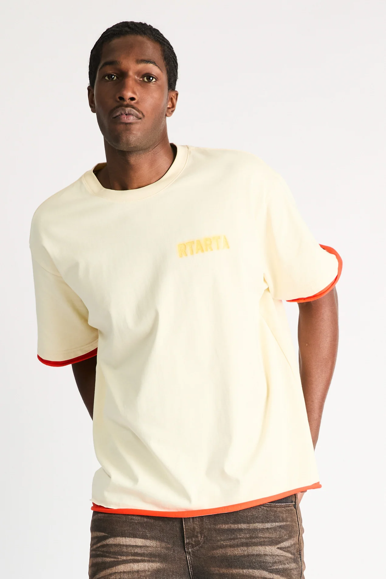 ELIAN DOUBLE LAYERED SHORT SLEEVE TEE | RAW SAND RTA - Image 6