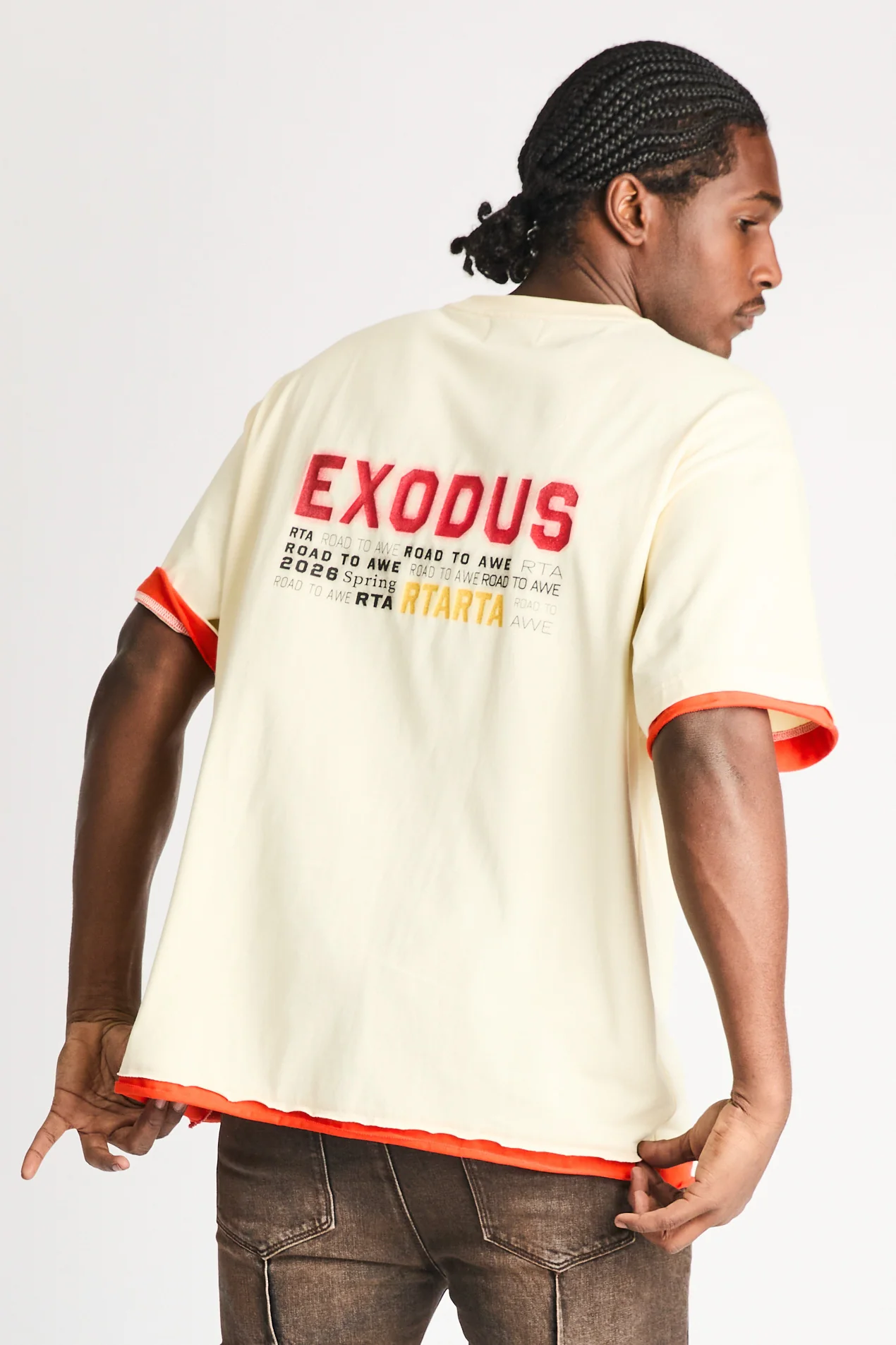 ELIAN DOUBLE LAYERED SHORT SLEEVE TEE | RAW SAND RTA - Image 7