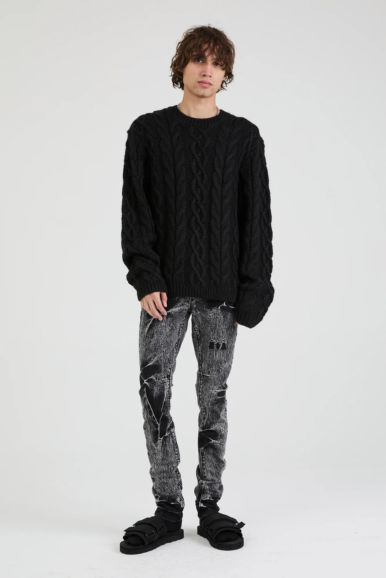 ETHAN SWEATER | BLACK CABLE KNIT - Image 3