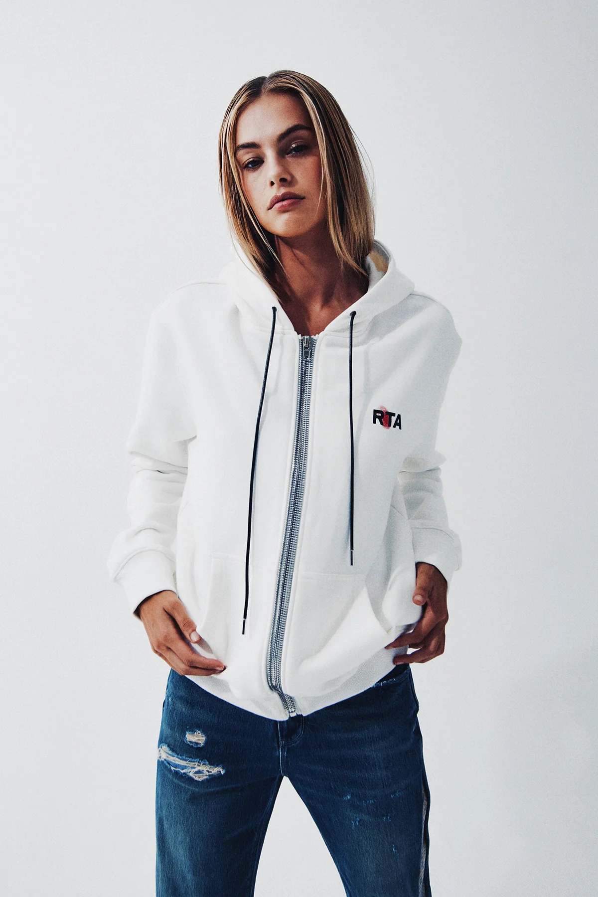 FLOYD ZIP UP HOODIE | WHITE FINGERPRINT LOGO - Image 5