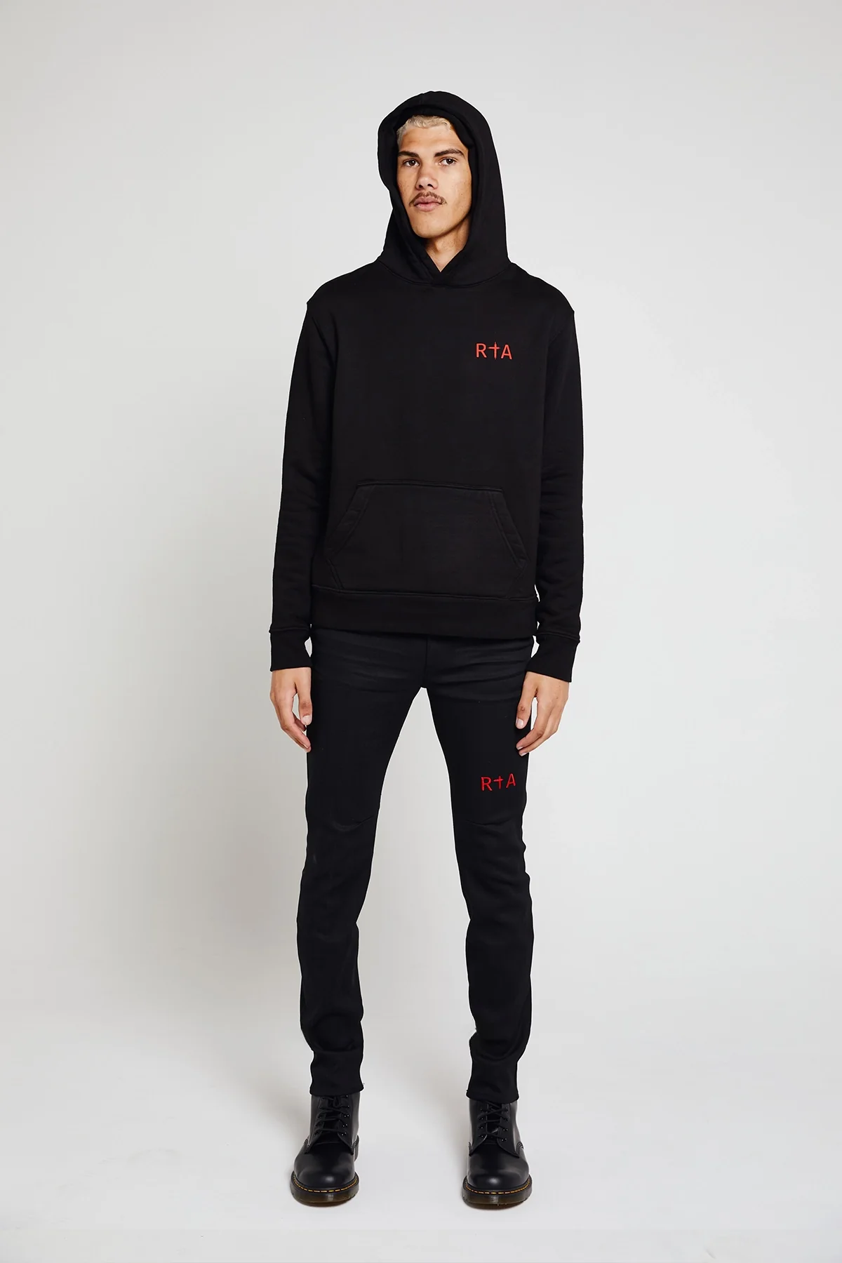 DION HOODIE | BLACK RED LONG CROSS - Image 4