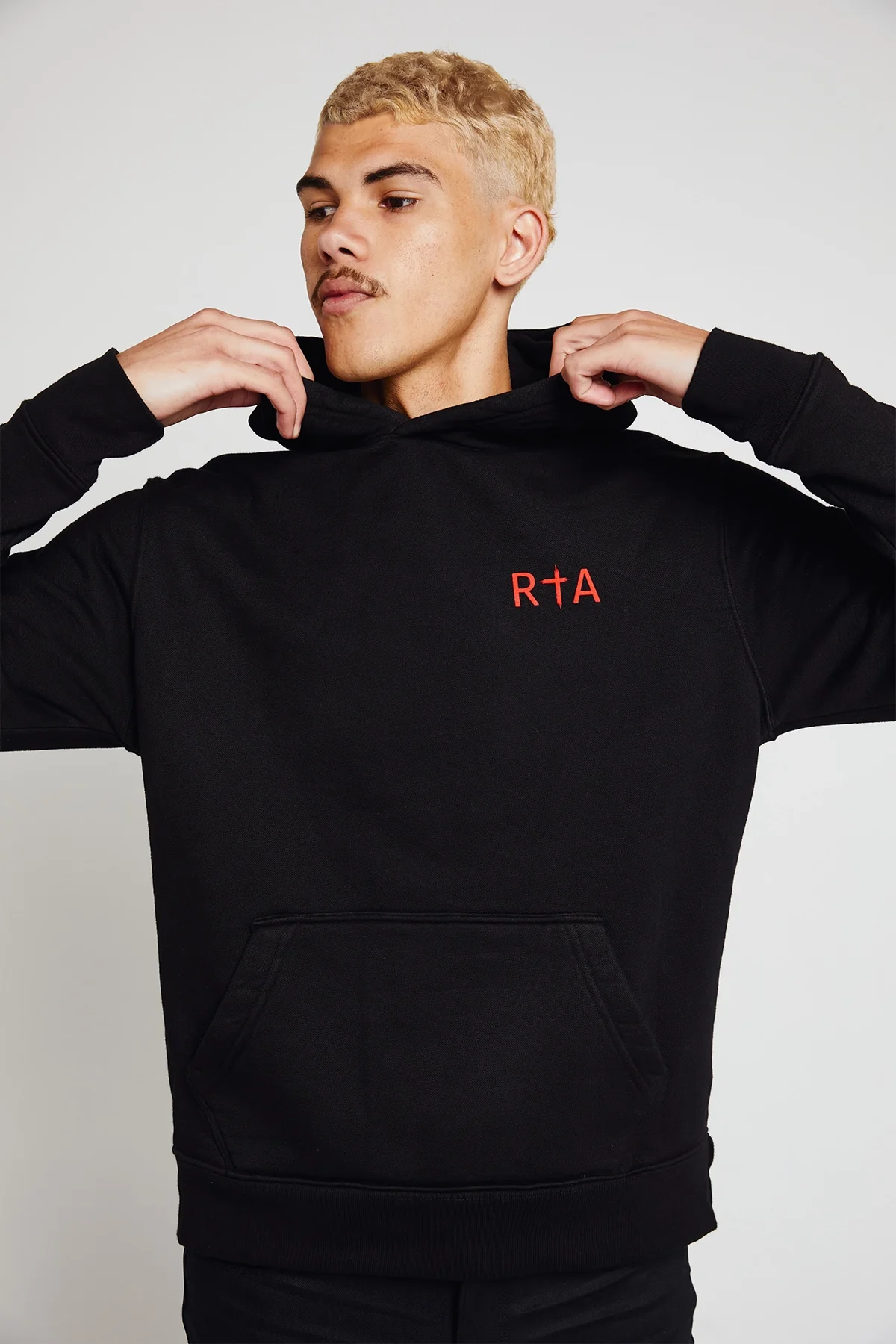 DION HOODIE | BLACK RED LONG CROSS - Image 5