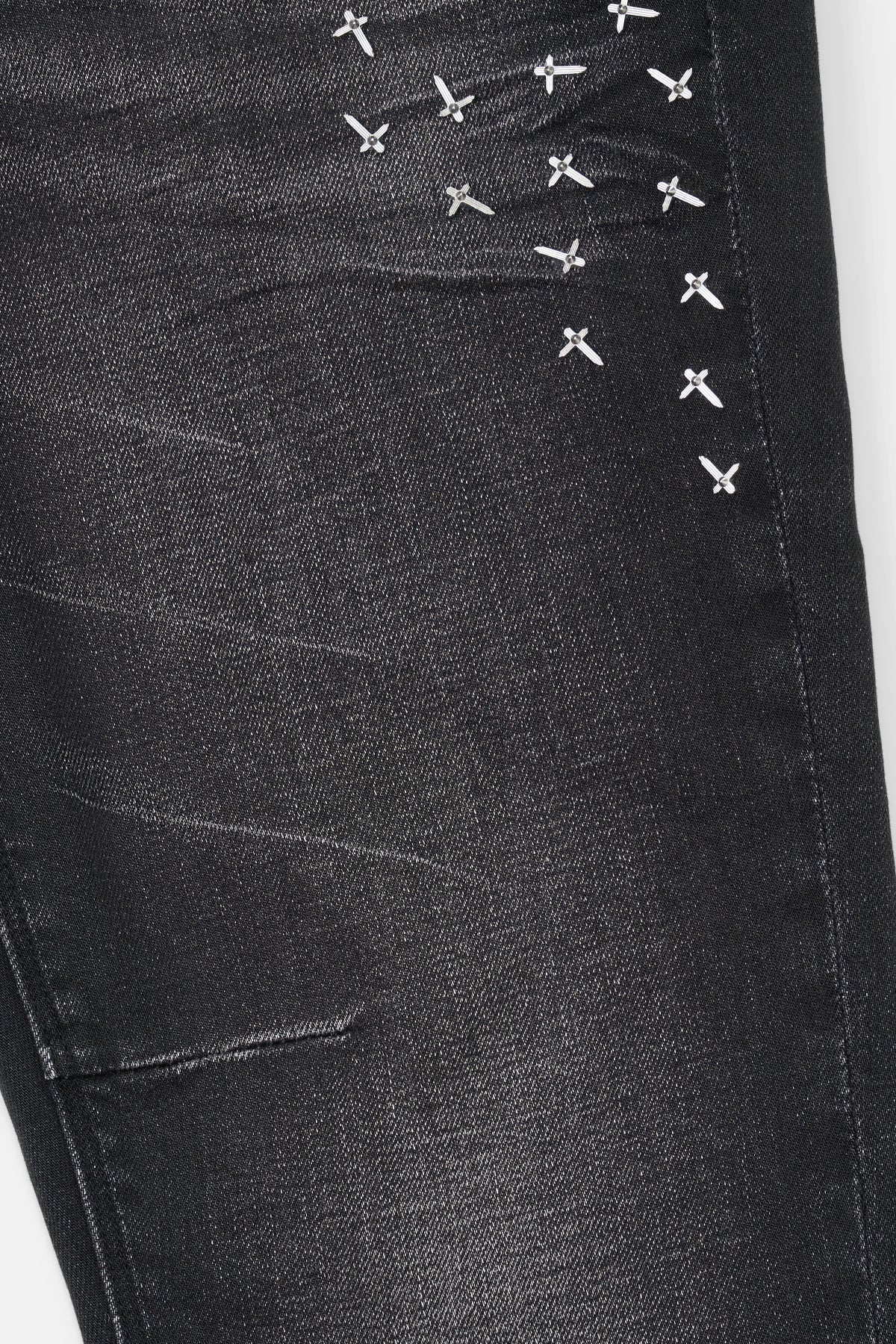 OLIVIER SKINNY STUDDED JEAN | GRAPHITE FADE CROSS - Image 3