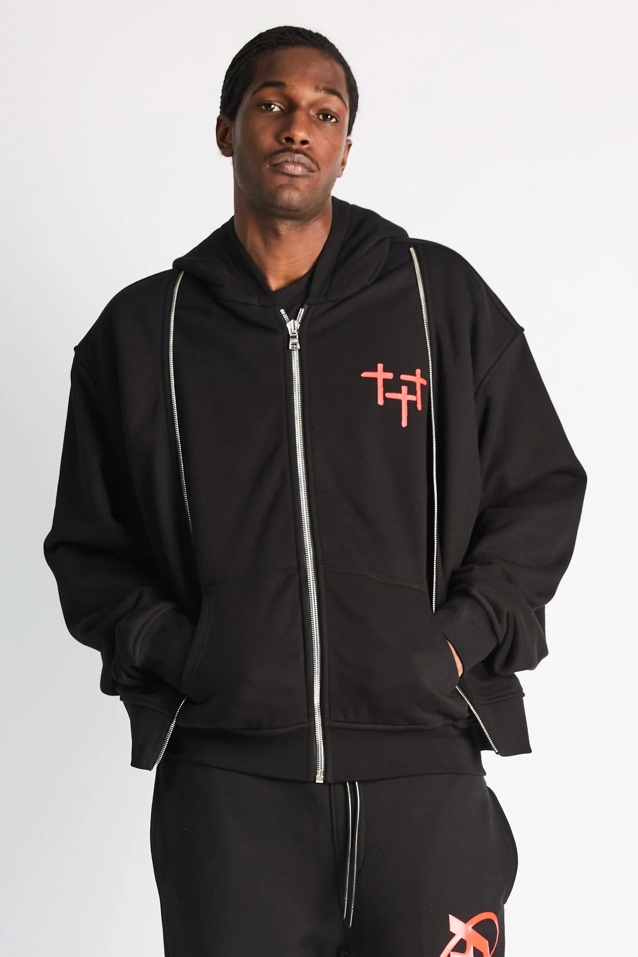 REN LAYERED ZIP UP HOODIE | BLACK PLANETARY RTA - Image 7