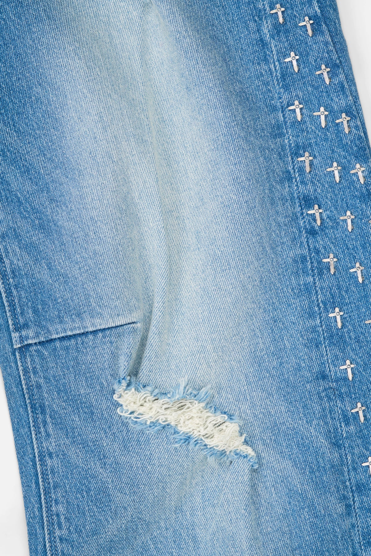 ZED STRAIGHT LEG STUDDED JEAN | BLUE CROSS PANELS - Image 5